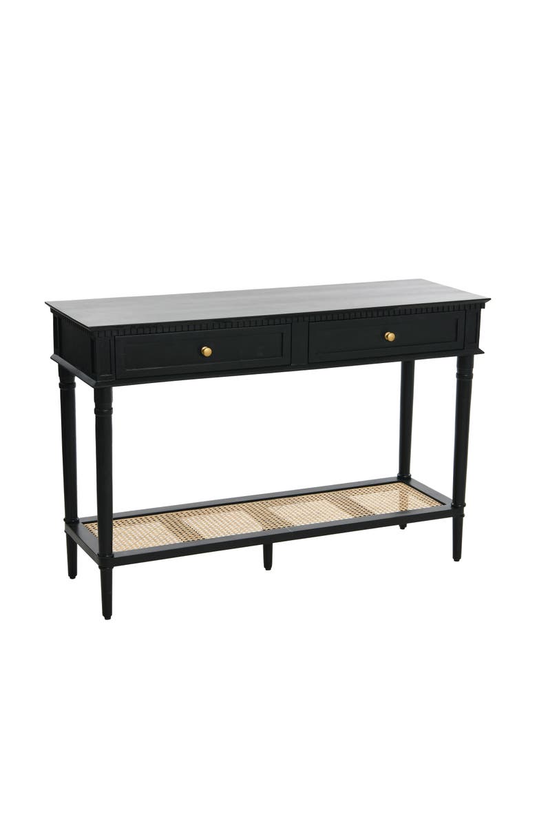 Storied Home Console Table with 2 Drawers and Storage Shelf, Main, color, Black