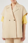 Marina Rinaldi Dente Double Breasted Stretch Cotton Gabardine Cape Jacket