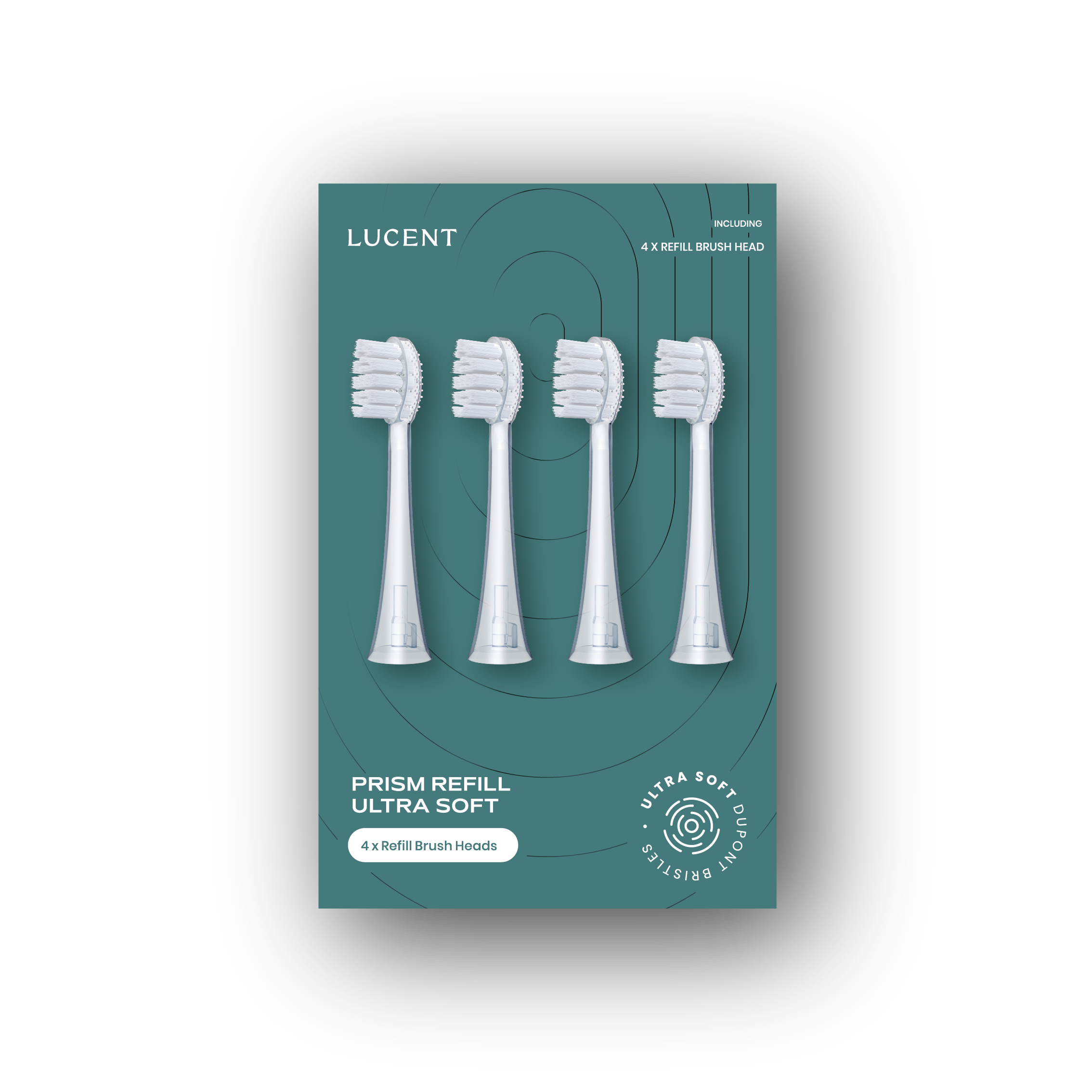 Be Lucent Prism Sonic Toothbrush Heads, 4 Pack In White