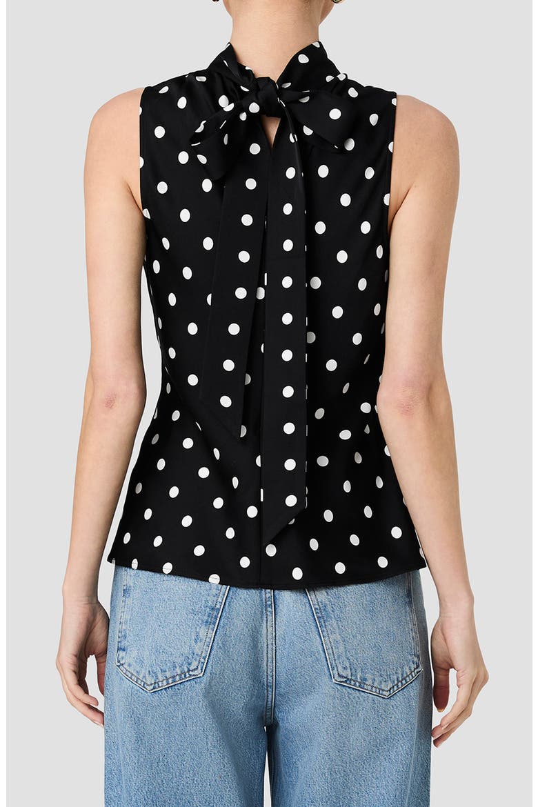 Ennis Polka Dot Satin Mock Neck Top, Alternate, color, BLACK/ WHITE