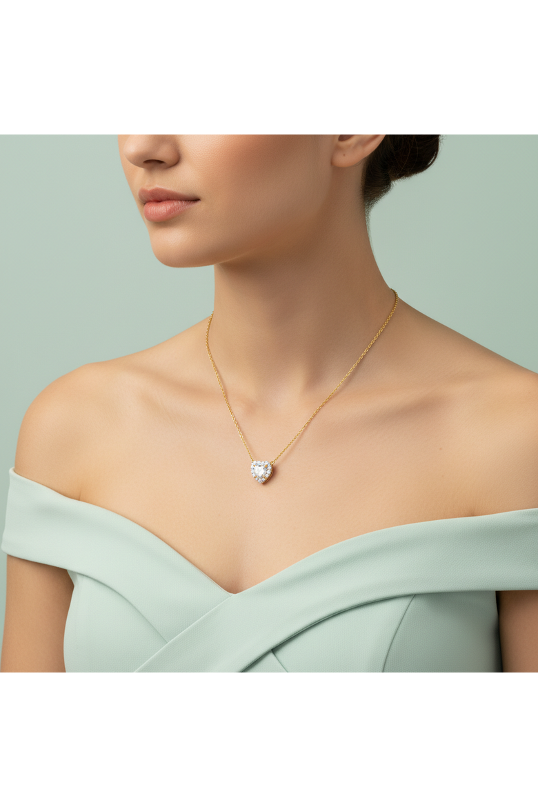 Alessa 14K Gold Lab Grown Diamond Heart Necklace - 1.5 ct, Alternate, color, 14K Yellow Gold