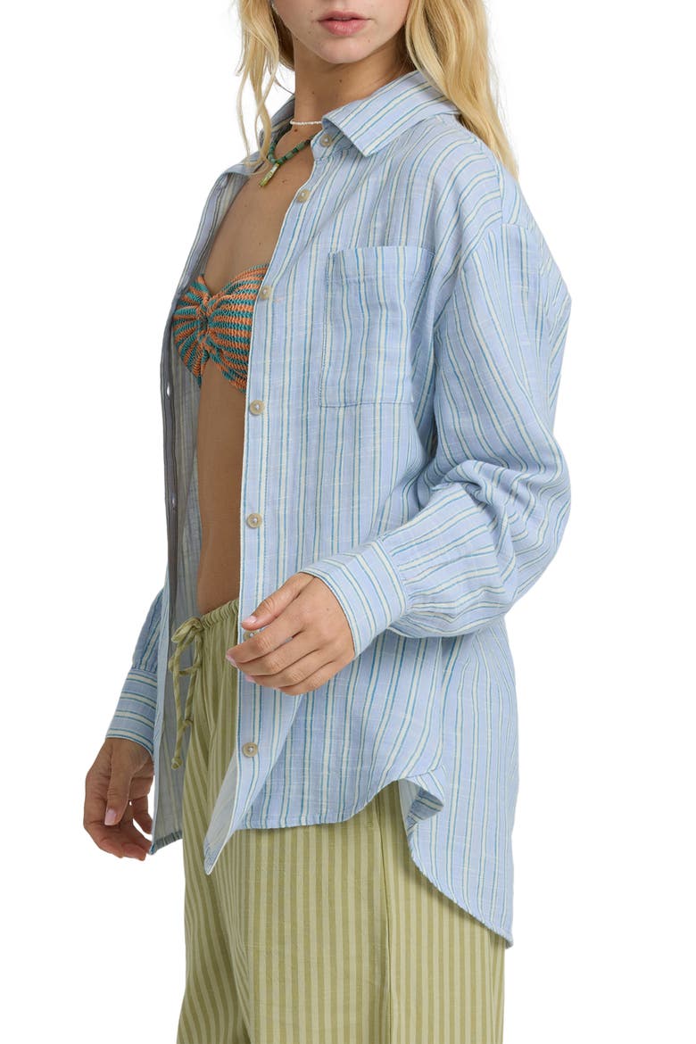 Wanderer Stripe Cotton Button-Up Shirt, Alternate, color, TWILIGHT BLUE