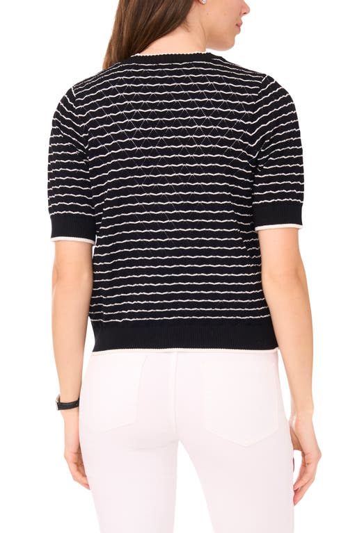 Halogenr Halogen(r) Stripe Pointelle Cotton Button-up Sweater