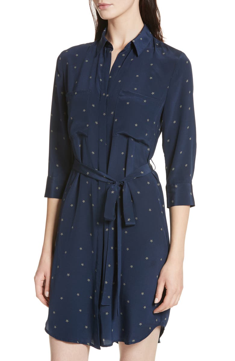 L'AGENCE Stella Star Print Silk Shirtdress, Alternate, color,