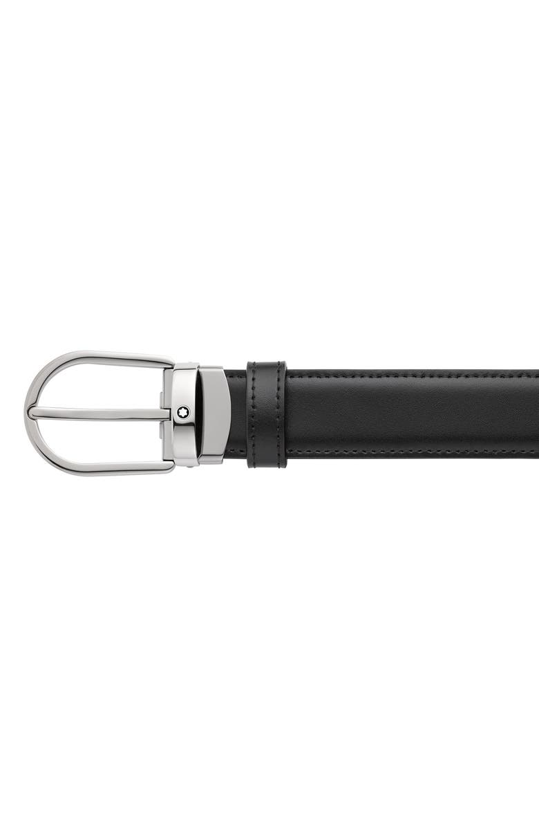 Montblanc Horseshoe Buckle Reversible Leather Belt, Alternate, color, Black