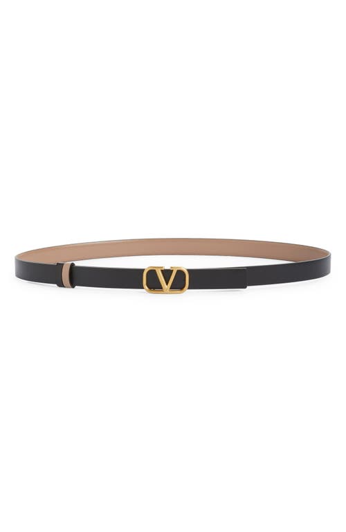 Valentino Garavani Vlogo Buckle Reversible Leather Belt In Brown