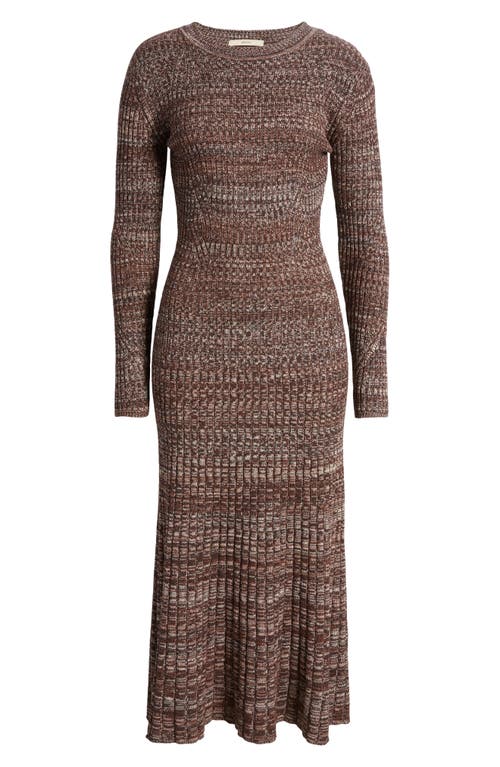 Sessun Sessùn Tammi Long Sleee Rib Maxi Dress In Coffea Milk