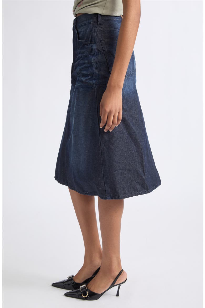 Creased Denim Midi Skirt, Alternate, color, DENIM