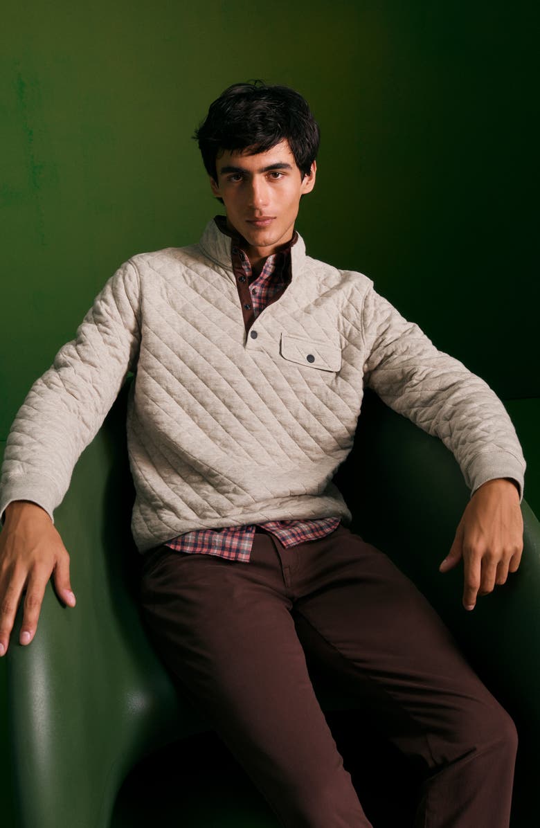 Faherty Brand Epic Quilted Fleece Pullover, Alternate, color, Mountain Branch Heather