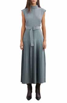 Ania Belted Pleated Maxi Dress