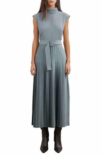 Ania Belted Pleated Maxi Dress