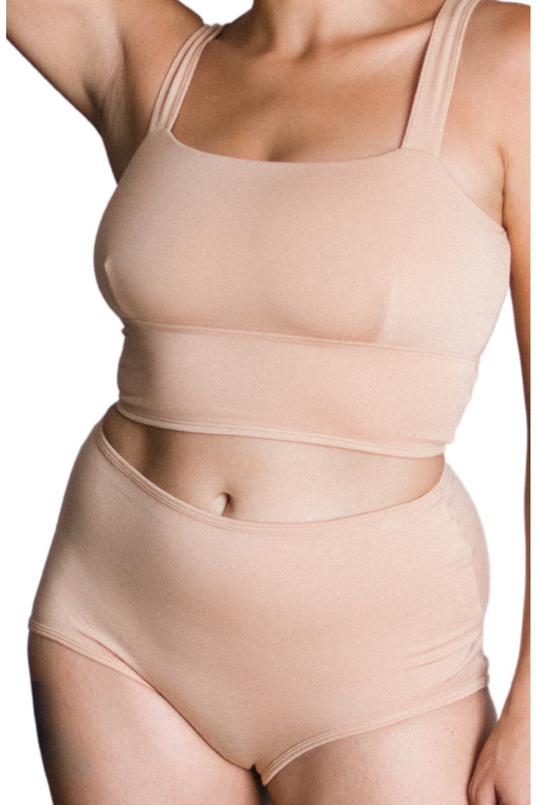 Organic Cotton Square Neck Bralette, Main, color, Light Nude