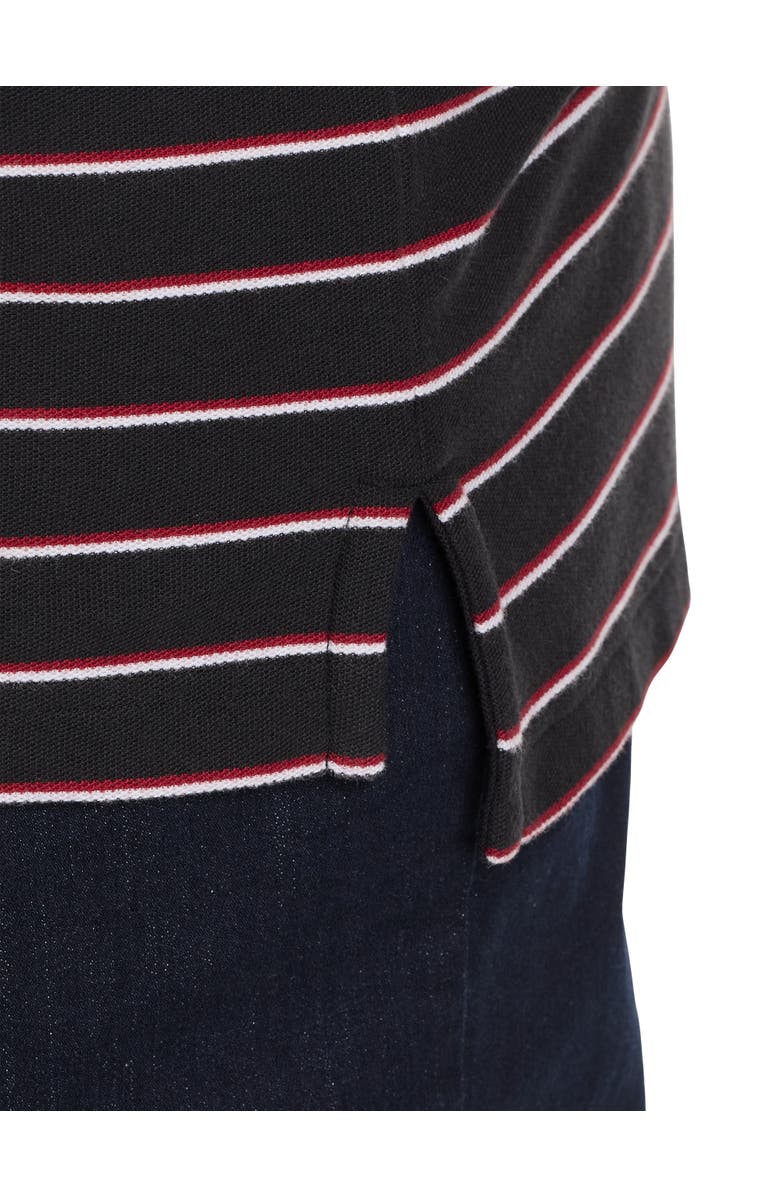 Harbor Bay by DXL Big & Tall Tri-Color Striped Polo Shirt, Alternate, color, Black Multi
