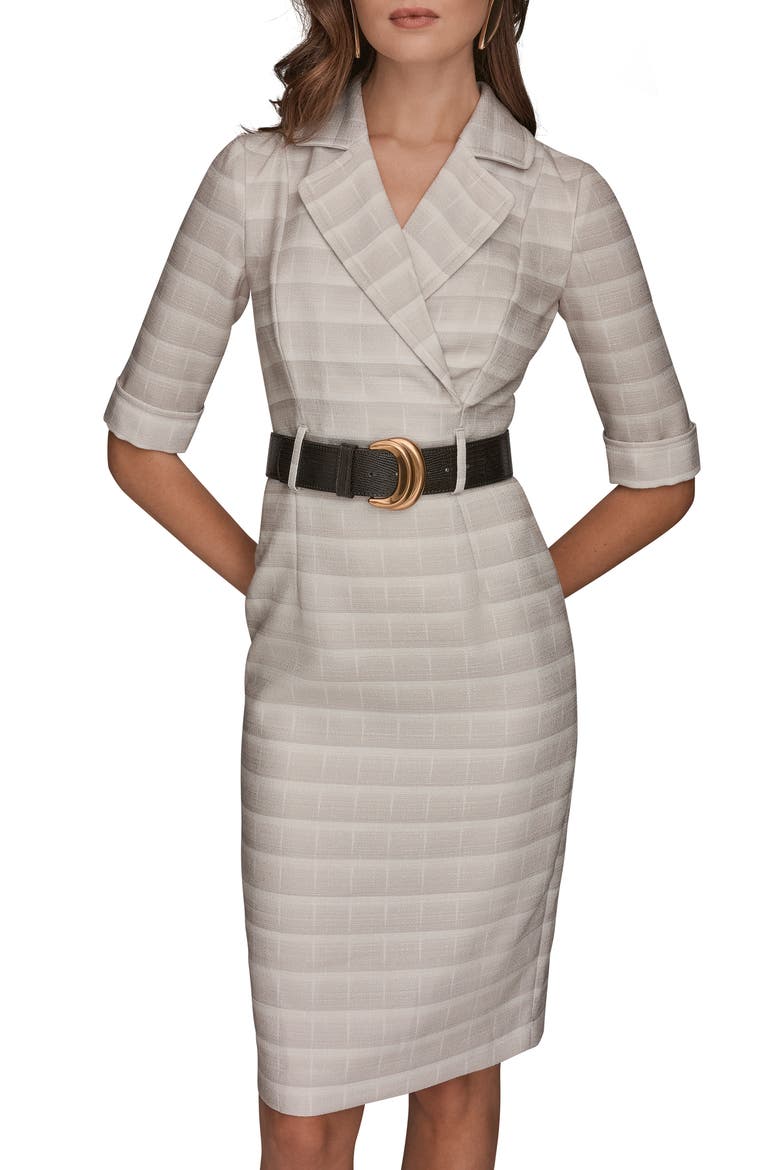 Belted Sheath Dress, Alternate, color, CREAM/VAPO