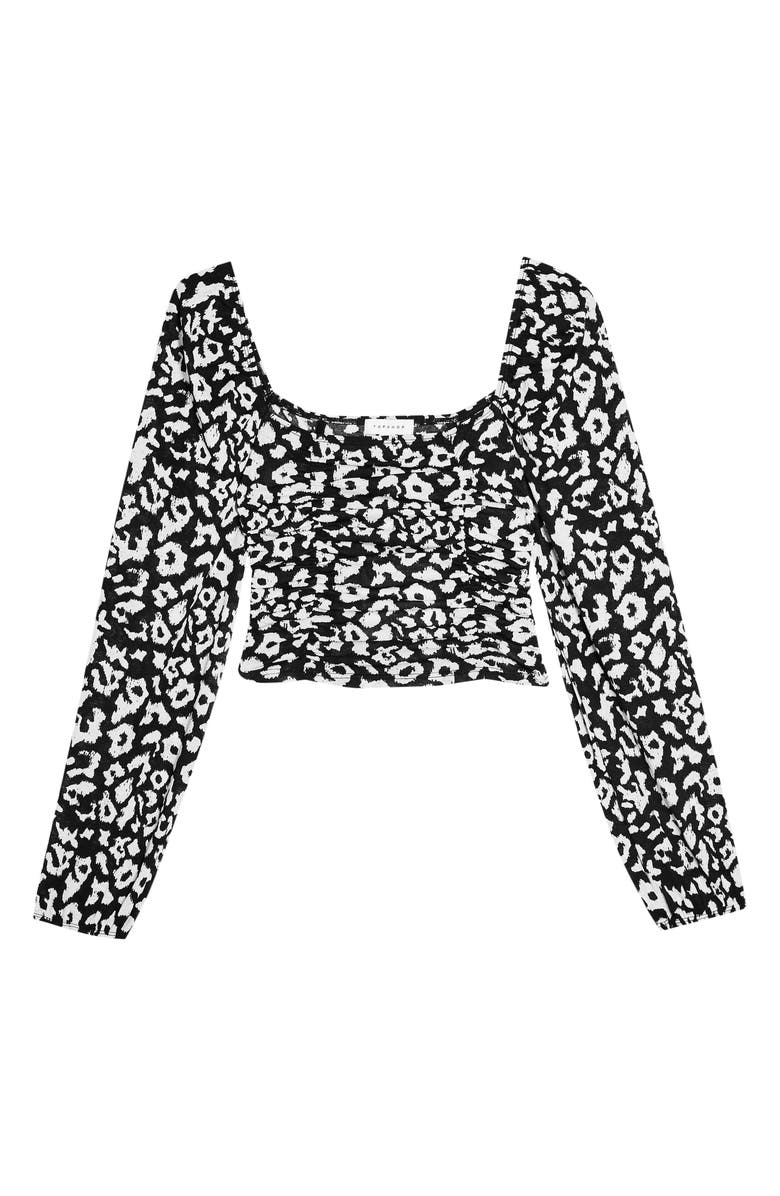 Topshop Animal Print Crop Top, Alternate, color, 