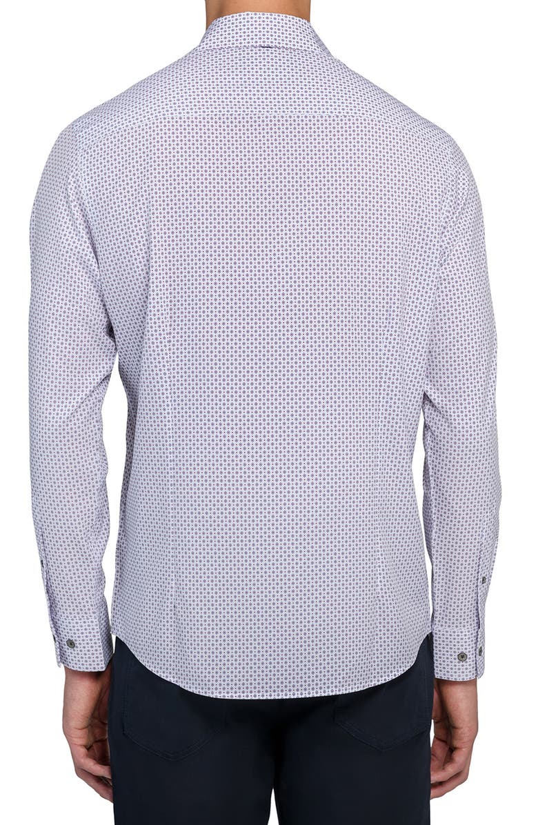 W.R.K Slim Fit Neat Medallion Print Performance Button-Up Shirt, Alternate, color, White/ Red