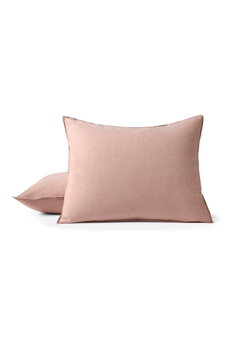 Crinkled Organic Cotton Percale Pillow Sham, Main, color, PRALINE CHAMBRAY