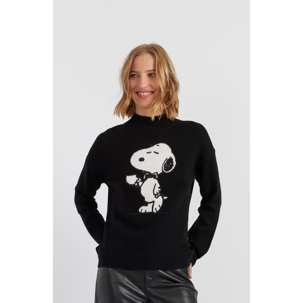 Chinti & Parker Wool-cashmere Tea Time Snoopy Sweater In Black