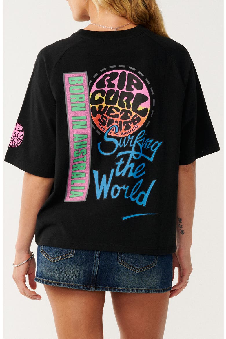 Surf the World Boxy Graphic T-Shirt, Alternate, color, BLACK