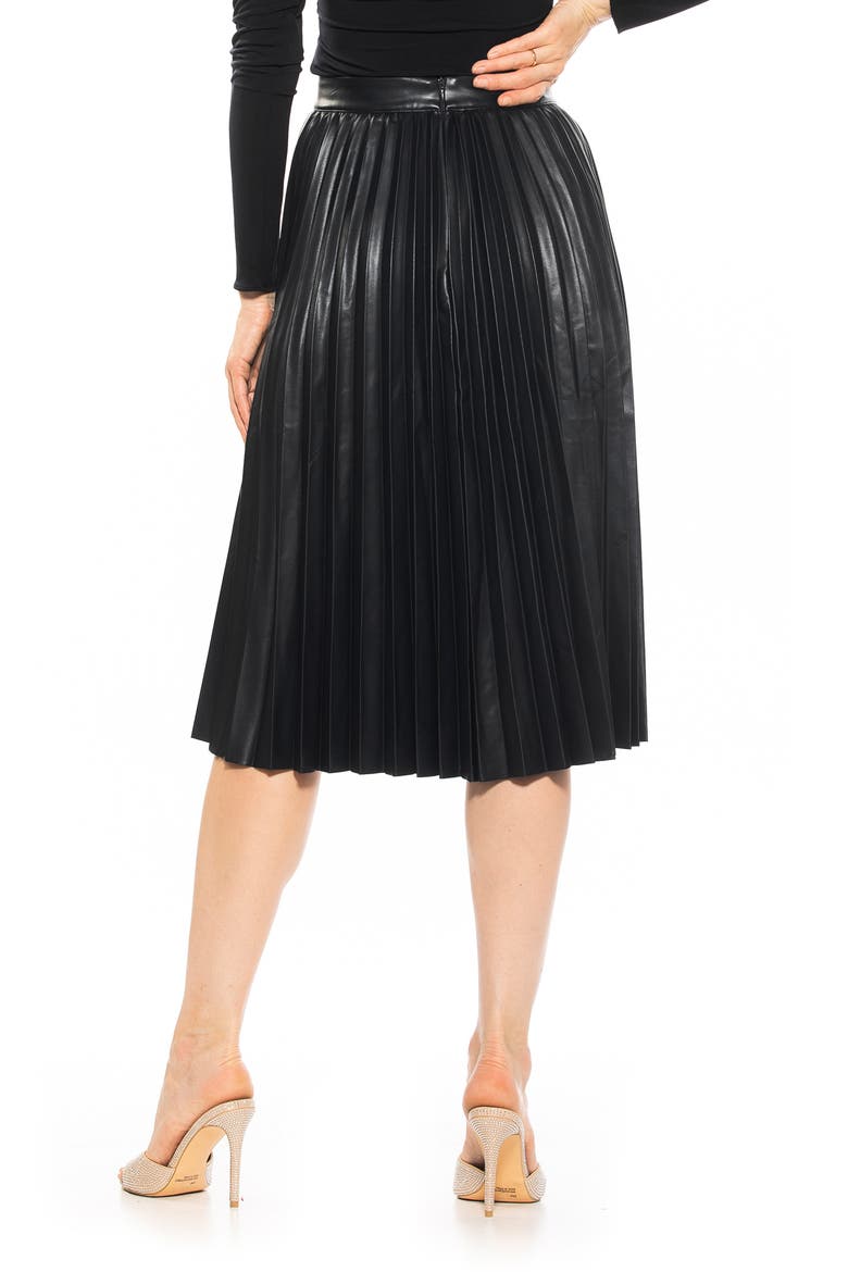 Luca High Waist Pleated Faux Leather Skirt, Alternate, color, BLACK