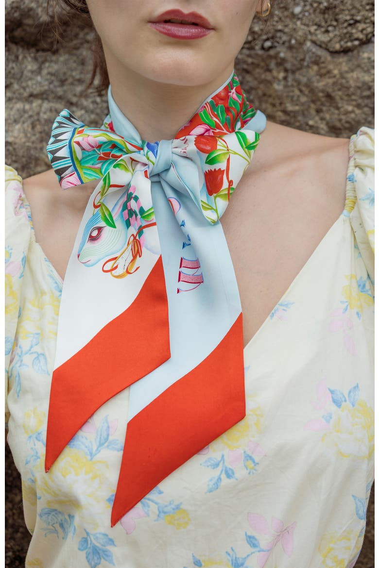 Wanderer's Whim Silk Twilly Scarf, Alternate, color, Red