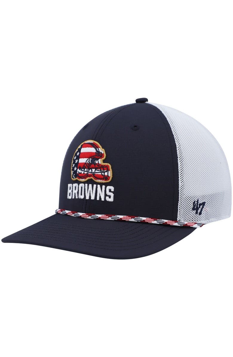 '47 Men's '47 Navy/White Cleveland Browns Flag Fill Trucker Adjustable Hat, Main, color, Navy