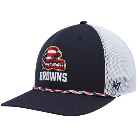 Men's '47 Navy/White Cleveland Browns Flag Fill Trucker Adjustable Hat