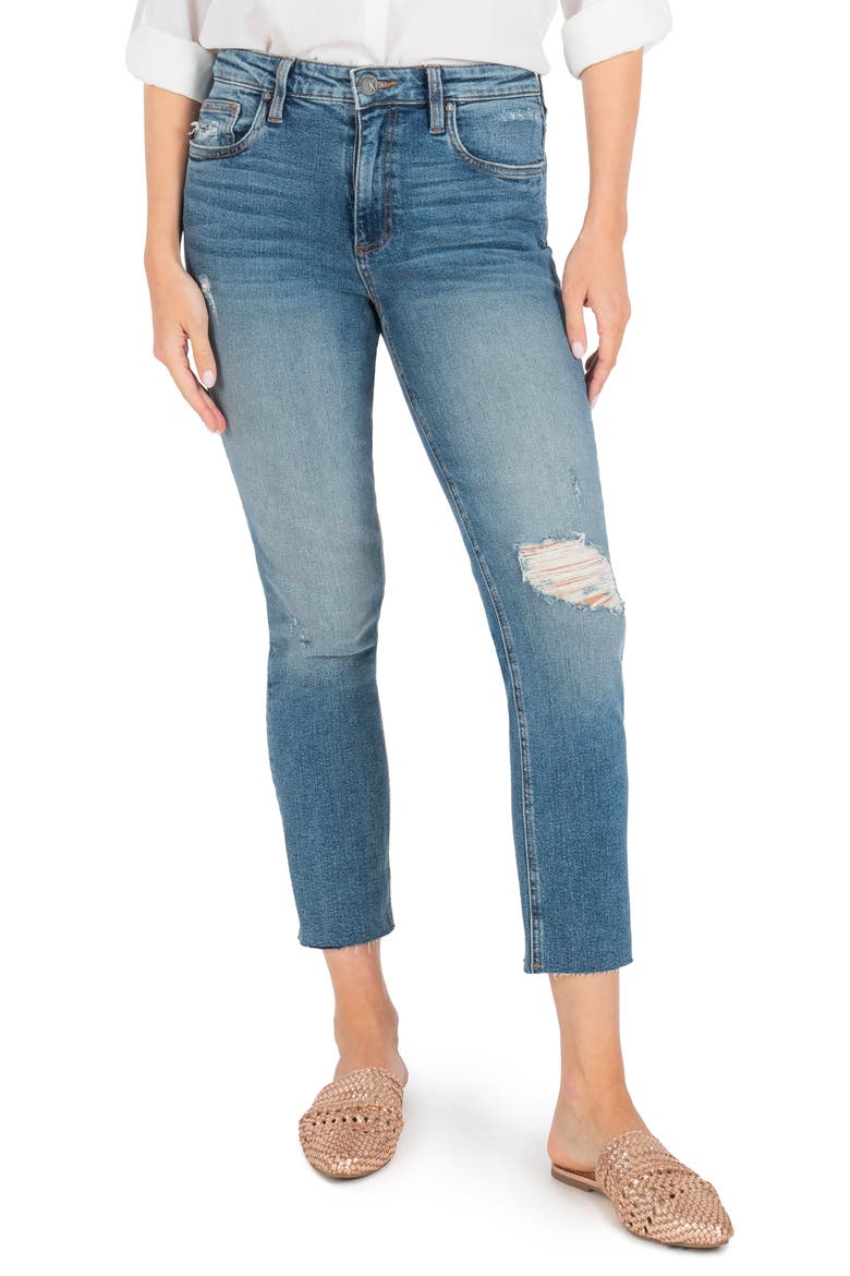 Rachael Ripped Raw Hem Crop Mom Jeans, Main, color, NOTICABLE