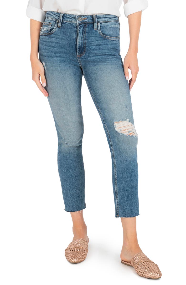 KUT from the Kloth Rachael Ripped Raw Hem Crop Mom Jeans, Main, color, 