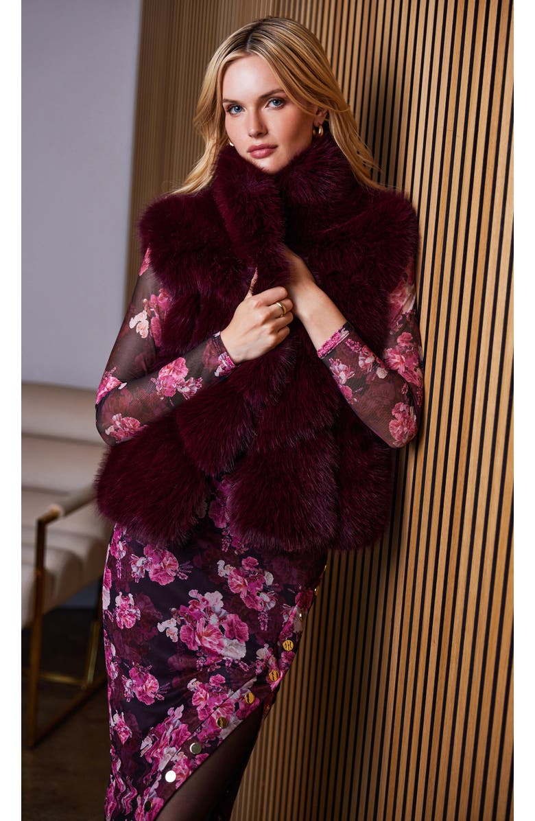 Generation Love Rosario Faux Fur Vest, Alternate, color, Red