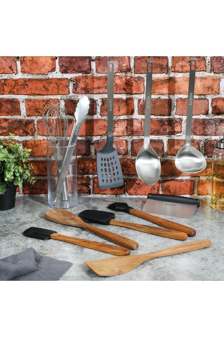 11-Piece Wood and Silicone Kitchen Tool Set, Alternate, color, Stainless Steel