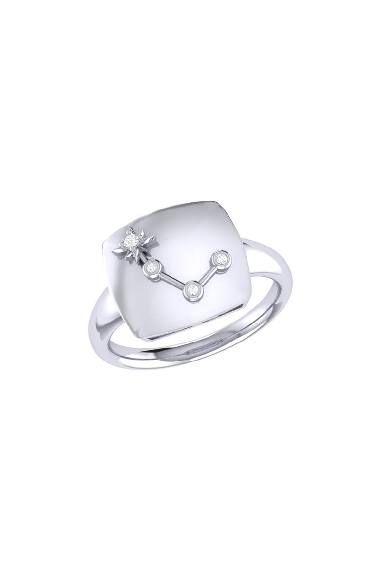 Aries Diamond Signet Ring in Sterling Silver, Main, color, Silver