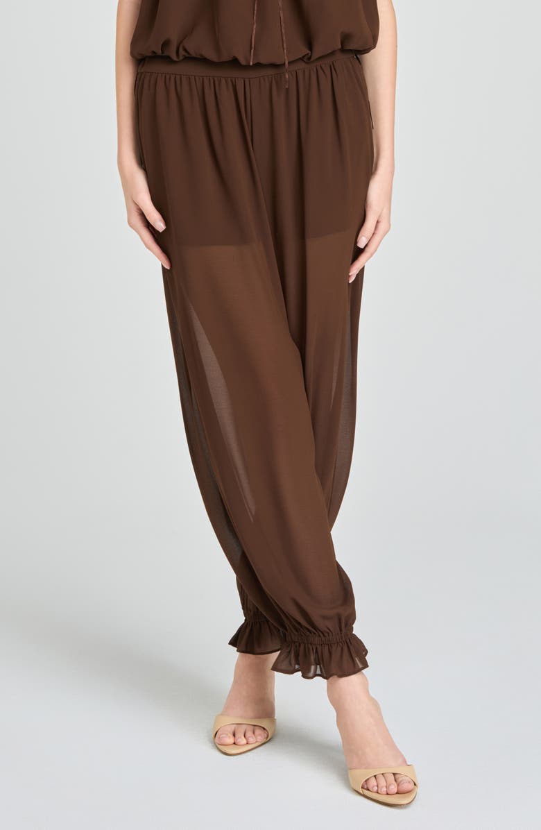WAYF Jasmine Semisheer Balloon Pants, Main, color, Chocolate