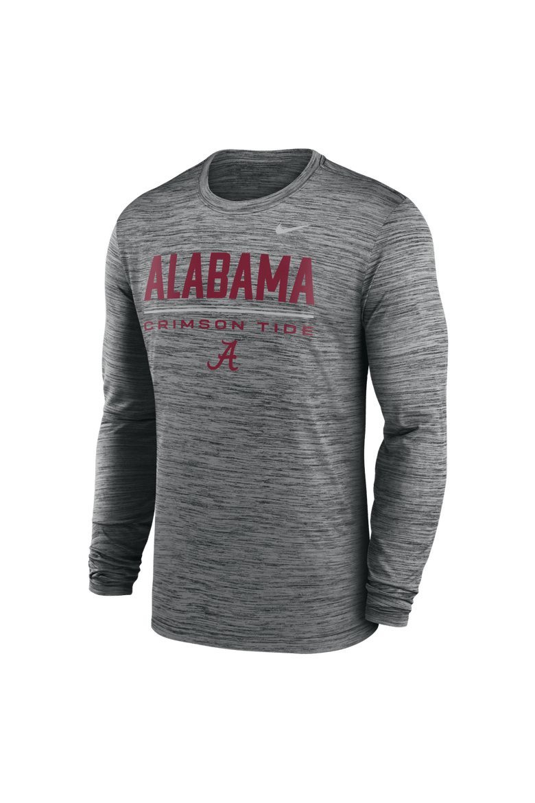 Men's Nike Anthracite Alabama Crimson Tide Sideline Velocity Dri-FIT Long Sleeve T-Shirt, Alternate, color, Anthracite