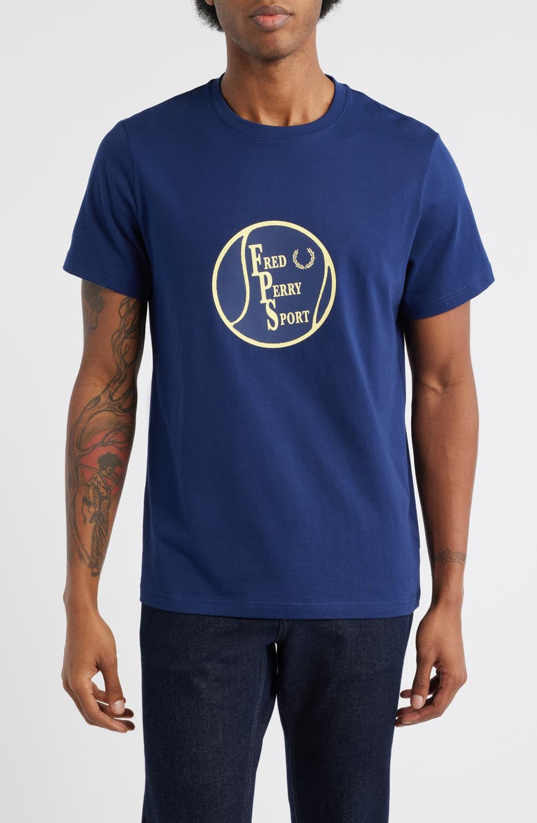 Fred Perry Tennis Logo Cotton Graphic T-Shirt, Main, color, French Navy
