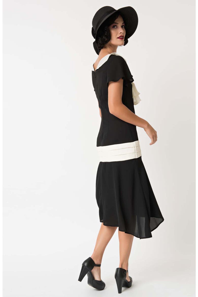 1920s Wilshire Flapper Day Dress, Alternate, color, Black & White