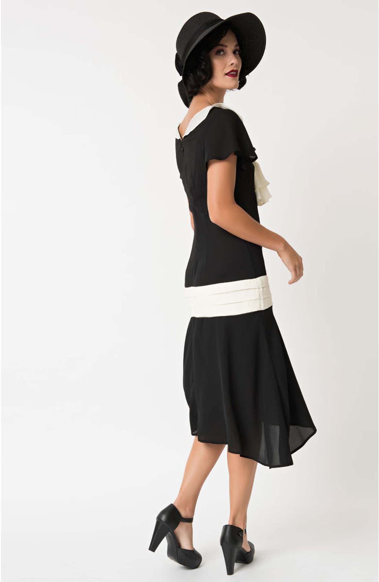 Unique Vintage 1920s Wilshire Flapper Day Dress, Alternate, color, Black 
White
