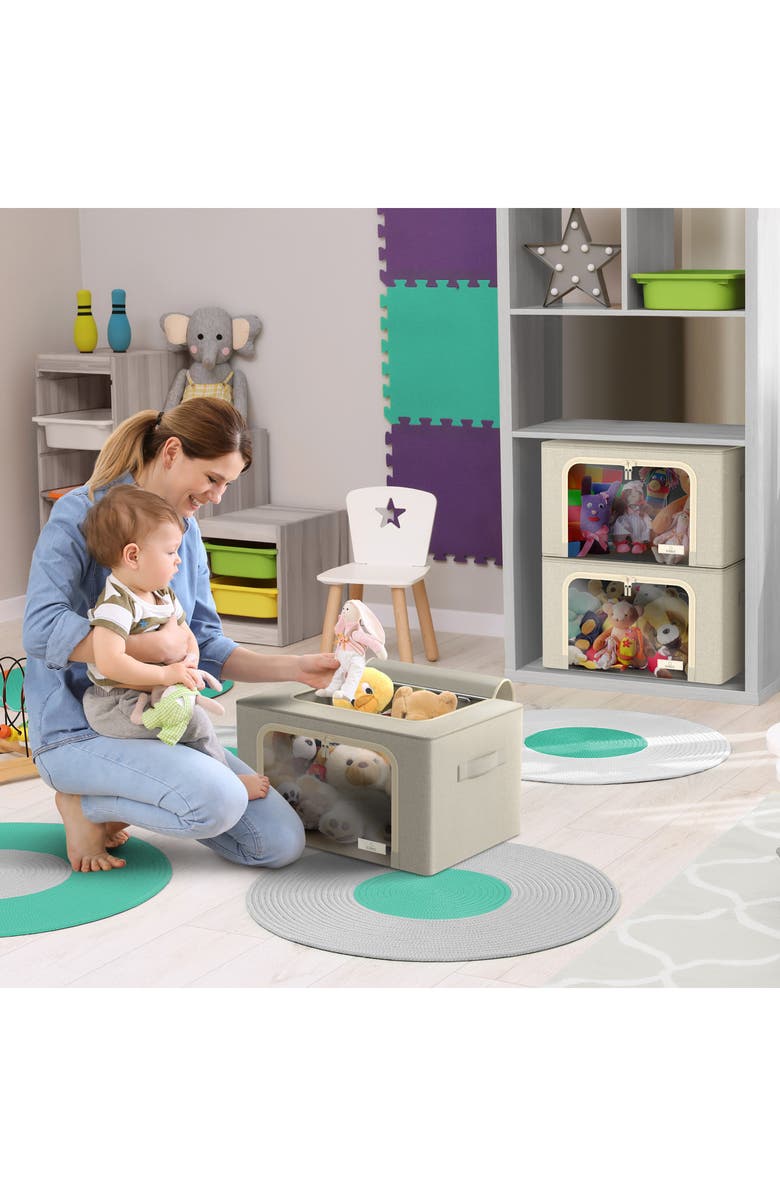 SORBUS 3-Pack Foldable Storage Boxes, Alternate, color, Beige