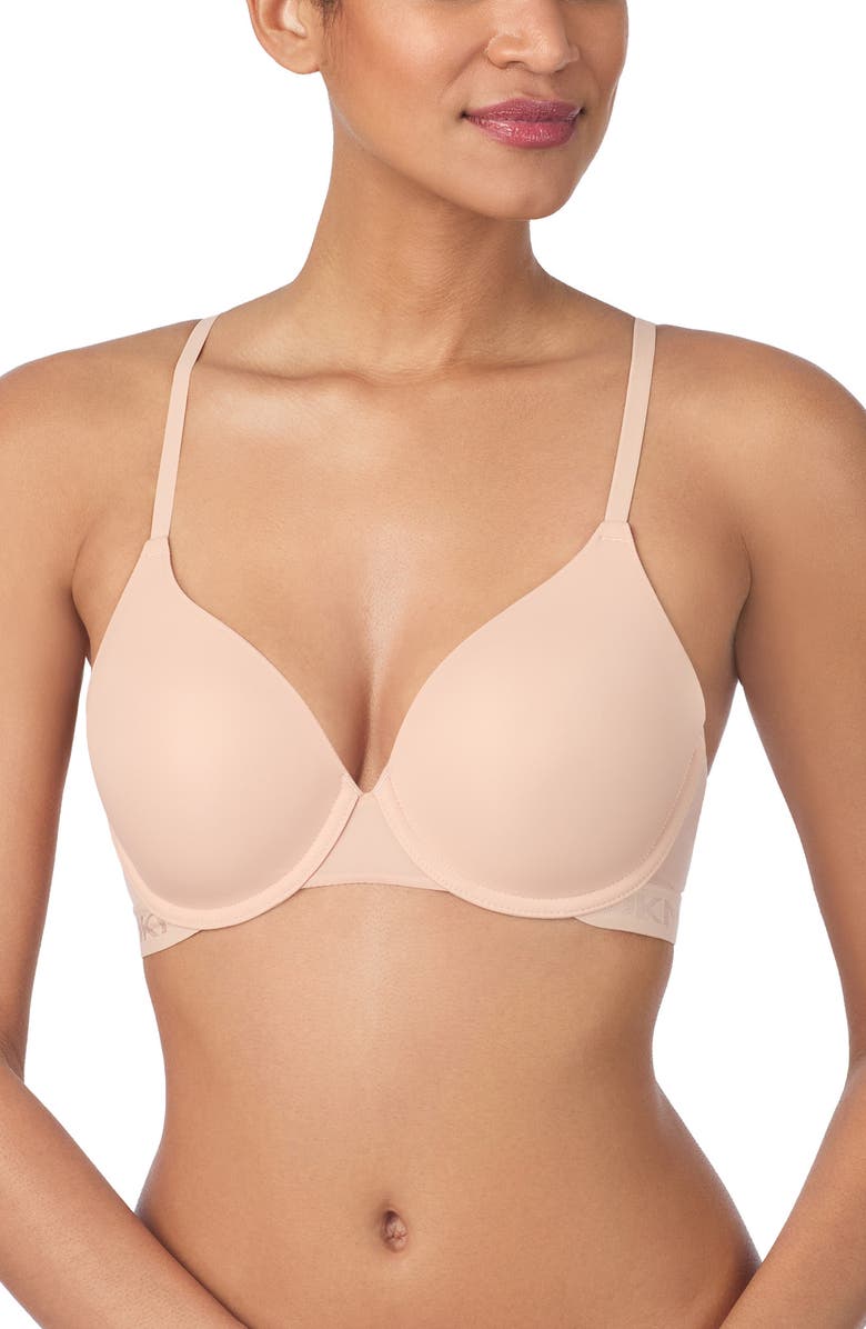 DKNY 2-Pack Logo Band Underwire T-Shirt Bras, Alternate, color, Sand/ Fresh
