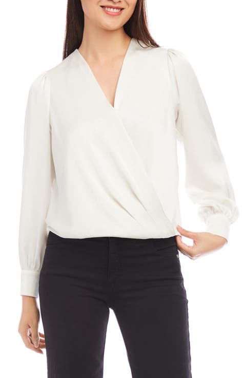 Surplice Drape Front Satin Top