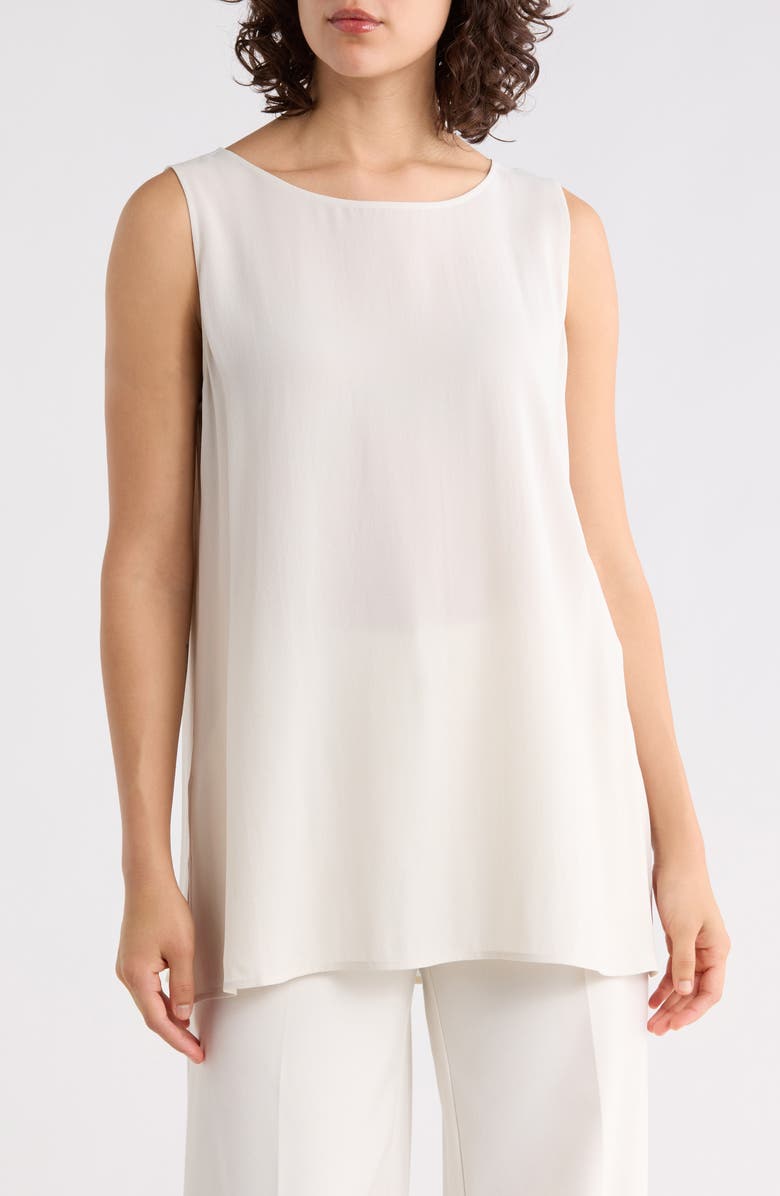 Eileen Fisher Sleeveless Silk Tunic Top, Main, color, Bone