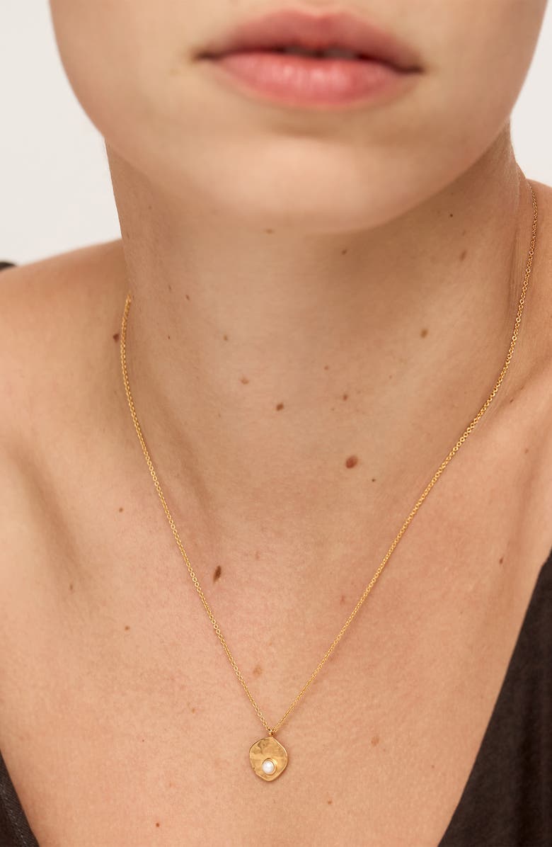 Monica Vinader Capri Freshwater Pearl Disc Pendant Necklace, Alternate, color, 18K Gold Vermeil / Pearl