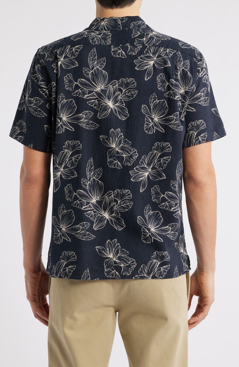 Vince Cabana Floral Short Sleeve Linen Blend Button-Up Shirt, Alternate, color, Coastal/ Light Sand