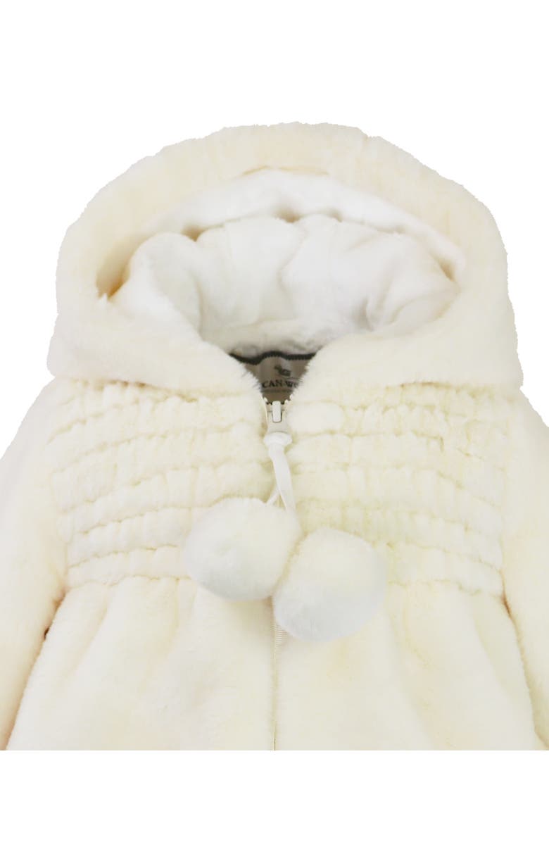 Widgeon Faux Fur Hooded Zip Front Smocked Jacket, Alternate, color, Vanilla Puff