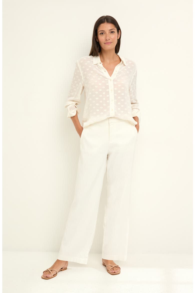 Aura Metallic Swiss Dot Button-Up Top, Alternate, color, WHITE MULTI