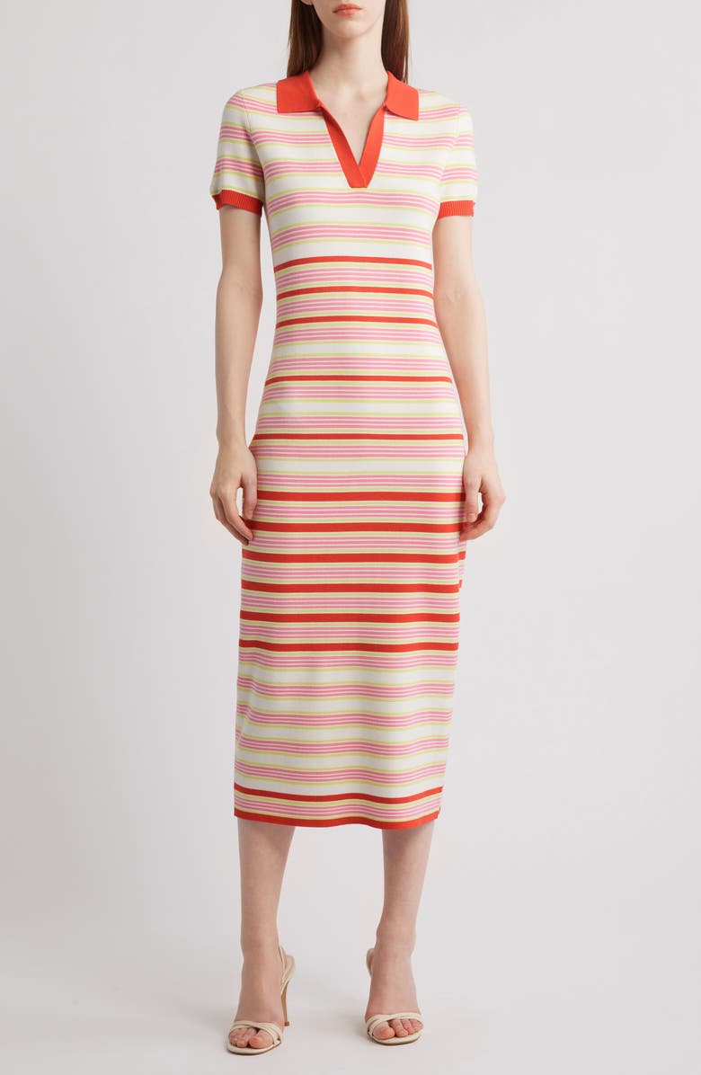 Elie Tahari The Liberty Stripe Knit Midi Dress, Main, color,
