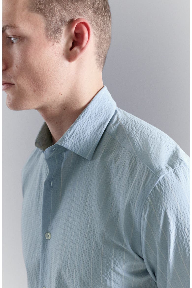 Textured Pinstripe Button-Up Shirt, Alternate, color, SKY BLUE