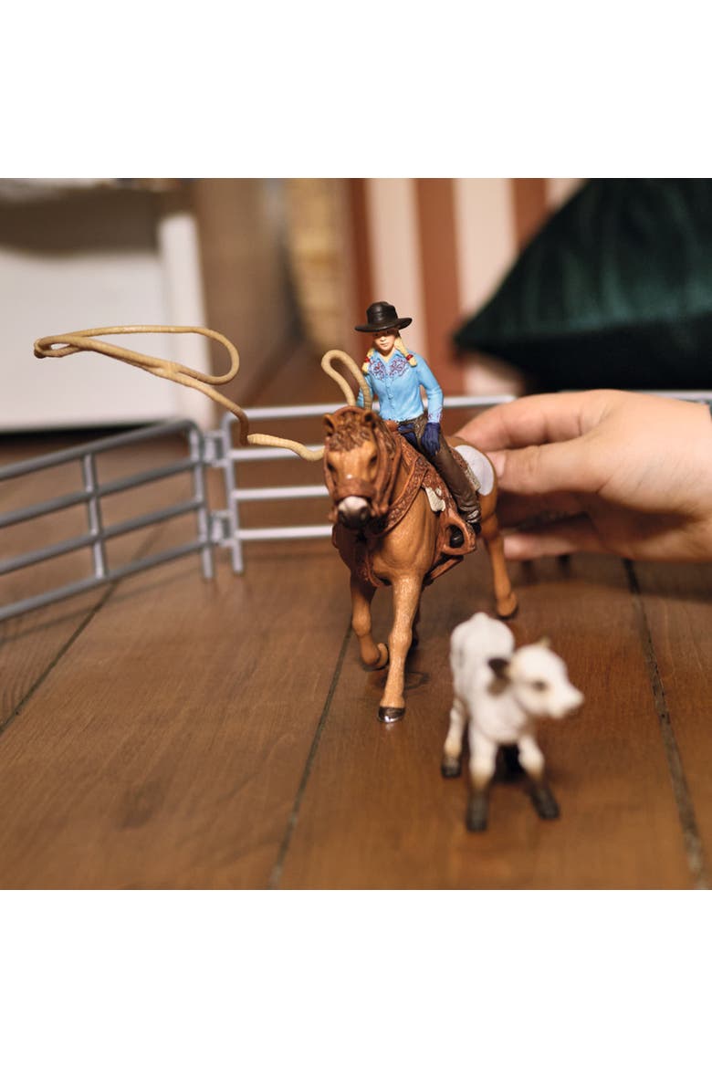 Farm World Cowgirl Team Roping Fun Playset, Alternate, color, Multicolored