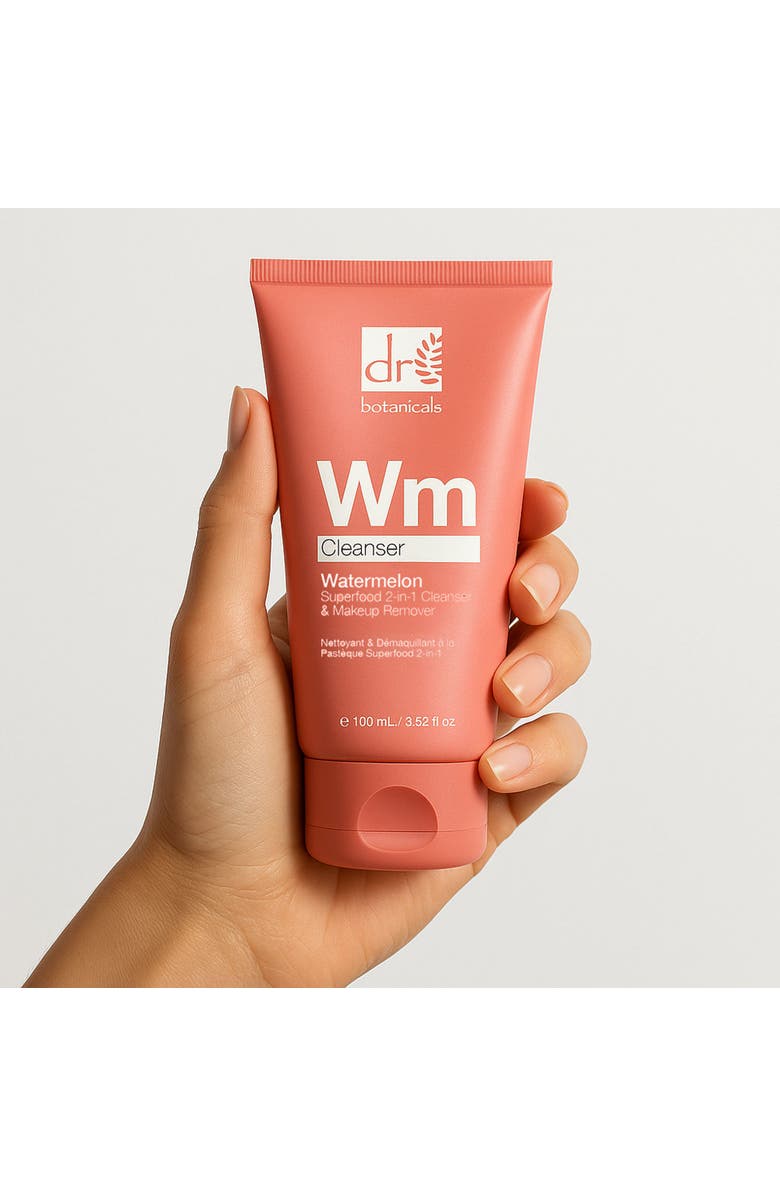 DR BOTANICALS Watermelon Superfood 2-in-1 Cleanser and Makeup Remover, Alternate, color, White