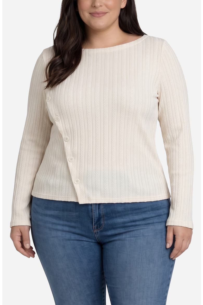 Side Button Boat Neck Knit Top, Main, color, BONE